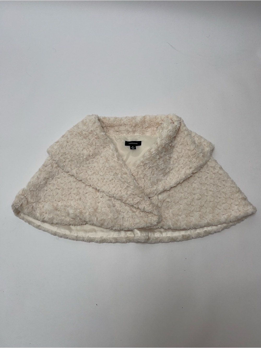 R&M Richards Ivory Rosette Faux Fur Capelet Shawl Size 10